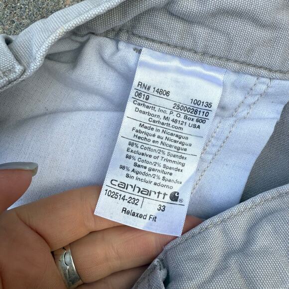 Carhartt Rigby 10" Shorts Tan Khaki Dungaree Regular Fit Size 33 102514-232 - Picture 7 of 8